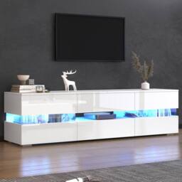 Rolipo Modern White LED TV Stand 160cm High Gloss Console - thumbnail 9