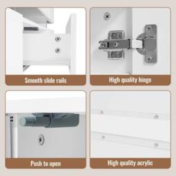 Rolipo Modern White LED TV Stand 160cm High Gloss Console - thumbnail 3