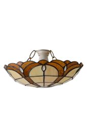 ValueLights Tiffany Pair Amber Gold Stained Glass Ceiling Lamp Shades & Bulbs - thumbnail 6