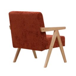 Nordlys Scandinavian Lounge Armchair with Wooden Frame & Fabric in Red - thumbnail 6