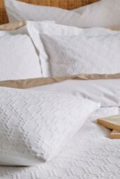 Bianca 'Waffle Cotton Circle' Duvet Cover Set in White - Size: Single - thumbnail 3