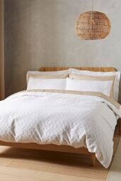 Bianca 'Waffle Cotton Circle' Duvet Cover Set in White - Size: Single