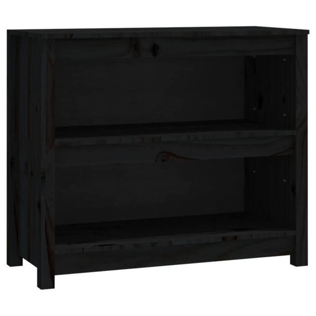 Berkfield Home Book Cabinet Black 80x35x68 cm Solid Wood Pine - Size: 80 x 35 x 68 cm - image 1