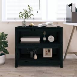 Berkfield Home Book Cabinet Black 80x35x68 cm Solid Wood Pine - Size: 80 x 35 x 68 cm - thumbnail 2