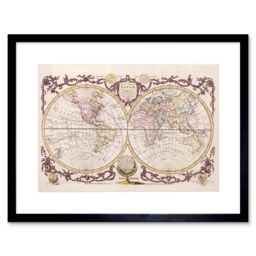 "Artery8 Wall Art Print Map of The World Vintage Art Black Framed 9x7 inch - Size: W7"" x H9""" - thumbnail 1