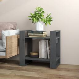 Berkfield Home Book Cabinet/Room Divider Grey 60x35x57 cm Solid Wood Pine - Size: 60 x 35 x 57 cm - thumbnail 6