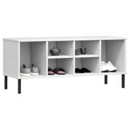 Berkfield Home Shoe Rack with Metal Legs White 106x35x45 cm Solid Wood OSLO - Size: 106 x 35 x 45 cm