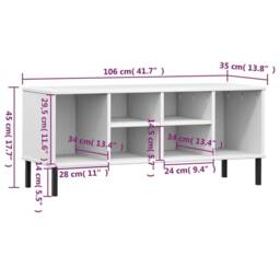 Berkfield Home Shoe Rack with Metal Legs White 106x35x45 cm Solid Wood OSLO - Size: 106 x 35 x 45 cm - thumbnail 7