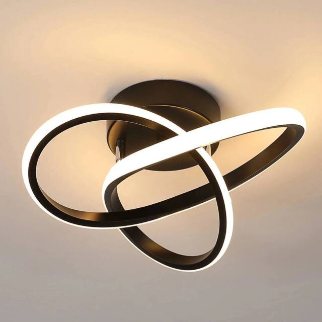EONLION Modern LED Ceiling Light Black Chandelier Wall Light Bedroom Warm - image 1