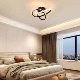 EONLION Modern LED Ceiling Light Black Chandelier Wall Light Bedroom Warm - thumbnail 4