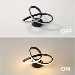 EONLION Modern LED Ceiling Light Black Chandelier Wall Light Bedroom Warm - thumbnail 3