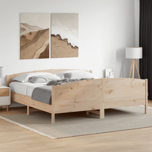 Berkfield Home Bed Frame without Mattress 180x200 cm Super King Solid Wood Pine in Brown - image 1
