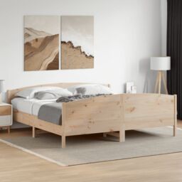 Berkfield Home Bed Frame without Mattress 180x200 cm Super King Solid Wood Pine in Brown - thumbnail 1