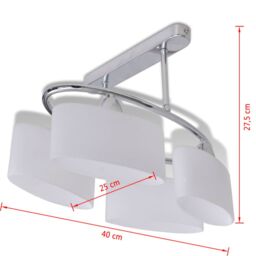 Berkfield Home Ceiling Lamp with Ellipsoid Glass Shades for 4 E14 Bulbs in White - thumbnail 6