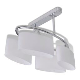 Berkfield Home Ceiling Lamp with Ellipsoid Glass Shades for 4 E14 Bulbs in White - thumbnail 2