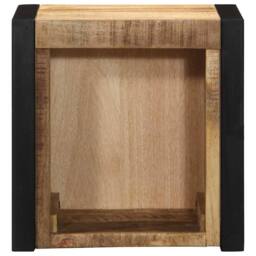 Berkfield Home Bedside Cabinet 40x35x40 cm Solid Rough Wood Mango in Brown - Size: 40 x 35 x 40 cm - thumbnail 4