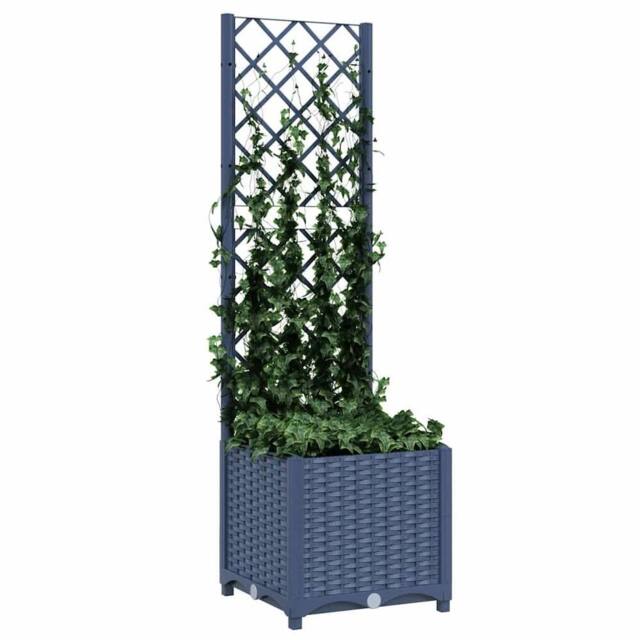 Berkfield Home Garden Planter with Trellis Dark Grey 40x40x136 cm PP - Size: 40 x 40 x 136 cm - image 1