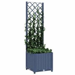 Berkfield Home Garden Planter with Trellis Dark Grey 40x40x136 cm PP - Size: 40 x 40 x 136 cm - thumbnail 1