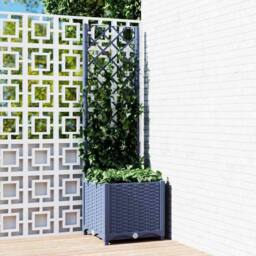 Berkfield Home Garden Planter with Trellis Dark Grey 40x40x136 cm PP - Size: 40 x 40 x 136 cm - thumbnail 2