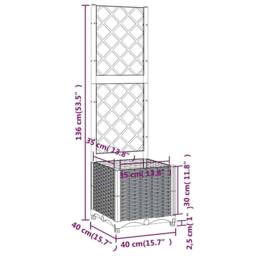 Berkfield Home Garden Planter with Trellis Dark Grey 40x40x136 cm PP - Size: 40 x 40 x 136 cm - thumbnail 8