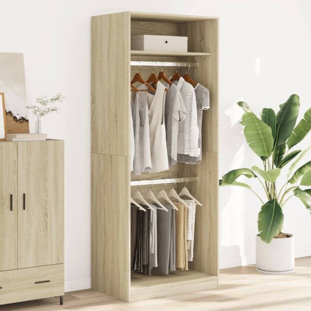 Berkfield Home Wardrobe Sonoma Oak 80x50x200 cm Engineered Wood in Light Brown - Size: 80 x 50 x 200 cm - image 1