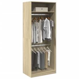 Berkfield Home Wardrobe Sonoma Oak 80x50x200 cm Engineered Wood in Light Brown - Size: 80 x 50 x 200 cm - thumbnail 2