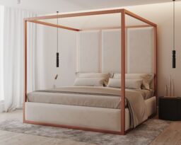 HOB Furniture Royal Washington Poster Bed, Luxury French Velvet, Cream - Size: King - thumbnail 5