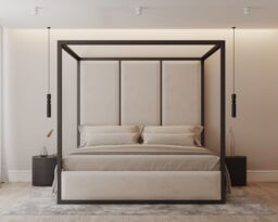 HOB Furniture Royal Washington Poster Bed, Luxury French Velvet, Cream - Size: King - thumbnail 2
