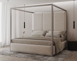 HOB Furniture Royal Washington Poster Bed, Luxury French Velvet, Cream - Size: King - thumbnail 6