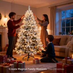 Shatchi 7Ft Pre-Lit Yukon Snow Pine Christmas Tree with 200 Warm White LEDs - thumbnail 7