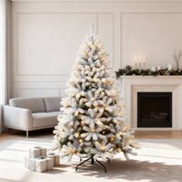 Shatchi 7Ft Pre-Lit Yukon Snow Pine Christmas Tree with 200 Warm White LEDs - thumbnail 5
