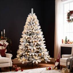 Shatchi 7Ft Pre-Lit Yukon Snow Pine Christmas Tree with 200 Warm White LEDs - thumbnail 3