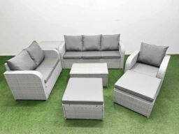 Fimous Patio PE Wicker 8 Seater Outdoor Rattan Furniture Sofa Sets w/ Rectangular Coffee Table Reclining Chair Loveseat Sofa 3 Seater Sofa 2 Big - thumbnail 1