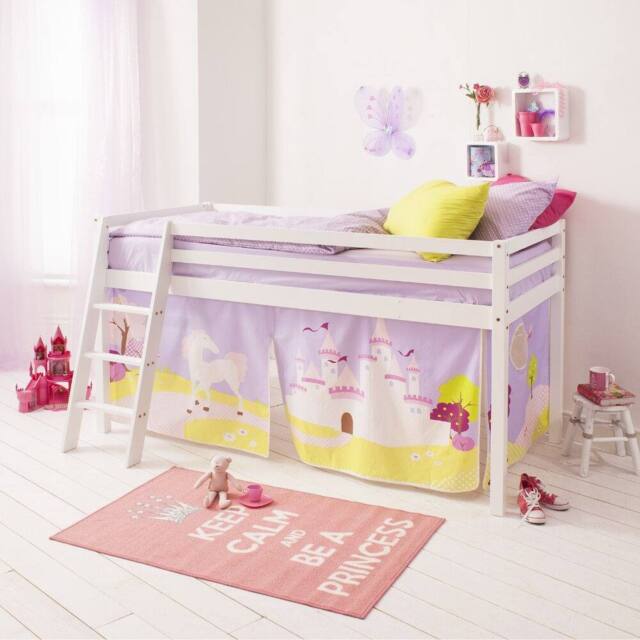 Nöa and Nani Moro Cabin Bed with Ladder and Princess Fairytale Tent in White - Size: Single - image 1