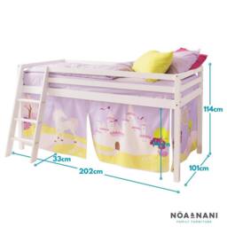 Nöa and Nani Moro Cabin Bed with Ladder and Princess Fairytale Tent in White - Size: Single - thumbnail 4