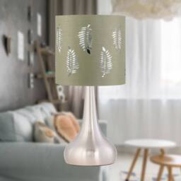 First Choice Lighting Set of 2 Romana - Brushed Chrome Touch Lamps with Sage Green Fern in Silver - thumbnail 3