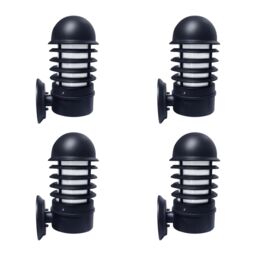 First Choice Lighting Set of 4 Mason - Black Louvred Outdoor Wall Lights - thumbnail 1