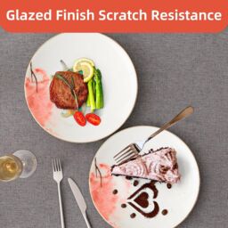 London Boutique Dinner Plates, Premium Quality Fine China Dinner Plates Set of 4 small plates 8 inch in White - Size: 1000L - thumbnail 3