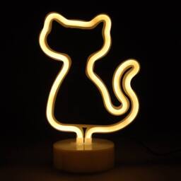 simpa LED Novelty Neon Cat Light in Warm White - thumbnail 1