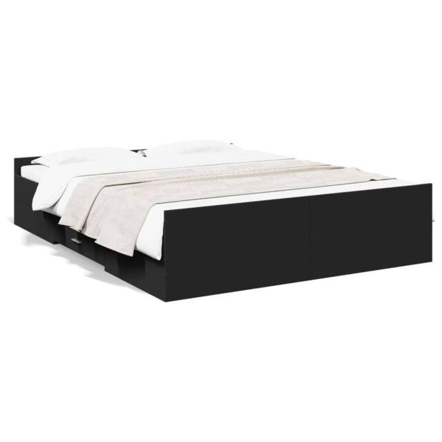 Berkfield Home Bed Frame with Drawers without Mattress Black 150x200 cm King Size - image 1