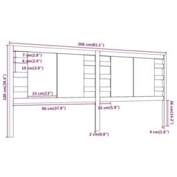 Berkfield Home Headboard Grey 206x4x100 cm Solid Wood Pine - Size: 206 x 4 x 100 cm - thumbnail 6