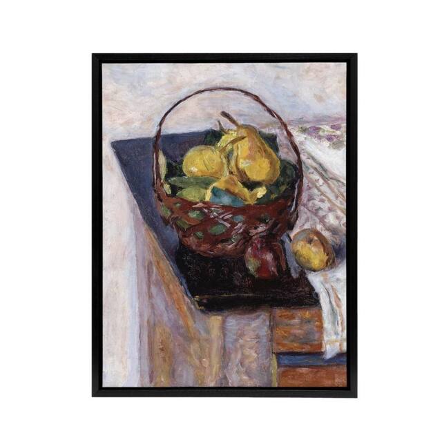 "Artery8 Still Life The Basket of Fruit Bonnard Black Framed Canvas Art Print - Size: W12"" x H16""" - image 1