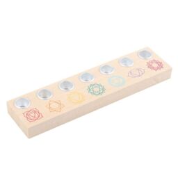Something Different Energy Seven Chakra Wood Candle Holder in Beige - thumbnail 2