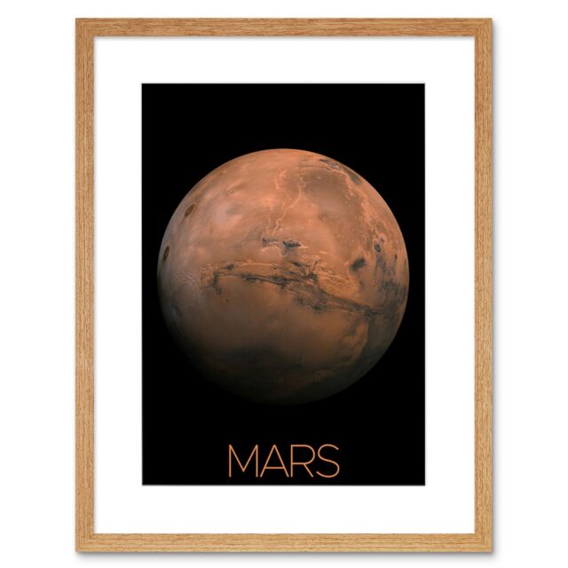 "Artery8 Wall Art Print NASA Our Solar System Mars Planet Hemisphere Image Artwork Framed 9X7 Inch in Beige - Size: W7"" x H9""" - image 1