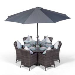 Thats Furniture Savannah Round 6 Seater Patio Dining Set with Ice Bucket Drinks Cooler in Grey - thumbnail 6