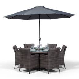 Thats Furniture Savannah Round 6 Seater Patio Dining Set with Ice Bucket Drinks Cooler in Grey - thumbnail 4