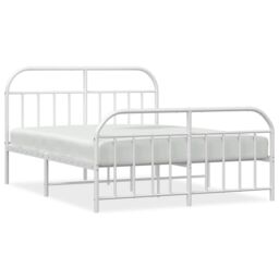 Berkfield Home Metal Bed Frame with Headboard & Footboard White 150x200 cm King Size - thumbnail 2
