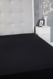 Snug City Fitted Sheet Polycotton Plain Dyed Extra Deep 25cm Bed Linen in Black - Size: Small Single - thumbnail 3