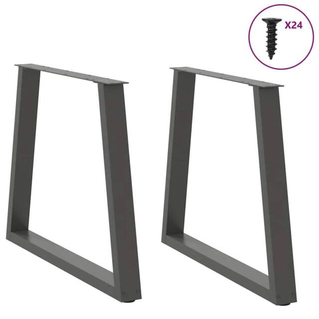 Berkfield Home Modern Dining Table Legs V-Shape 2 pcs Anthracite 80x(72-73.3) cm in Charcoal - image 1