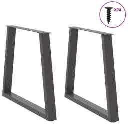 Berkfield Home Modern Dining Table Legs V-Shape 2 pcs Anthracite 80x(72-73.3) cm in Charcoal - thumbnail 1